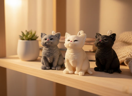 Tappancs – Ülő kiscica Formájú Kézműves Szójagyertya