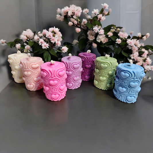 Gyengédség– Szívmotívumos Kézműves Szójagyertya